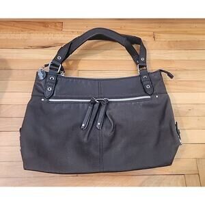 Relic Double Handle Shoulder Bag Purse Brown Vegan Leather Clean Nice Pre-owned